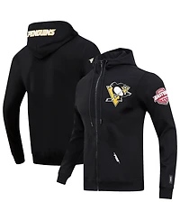 Men's Pro Standard Black Pittsburgh Penguins Classic Chenille Full-Zip Hoodie Jacket