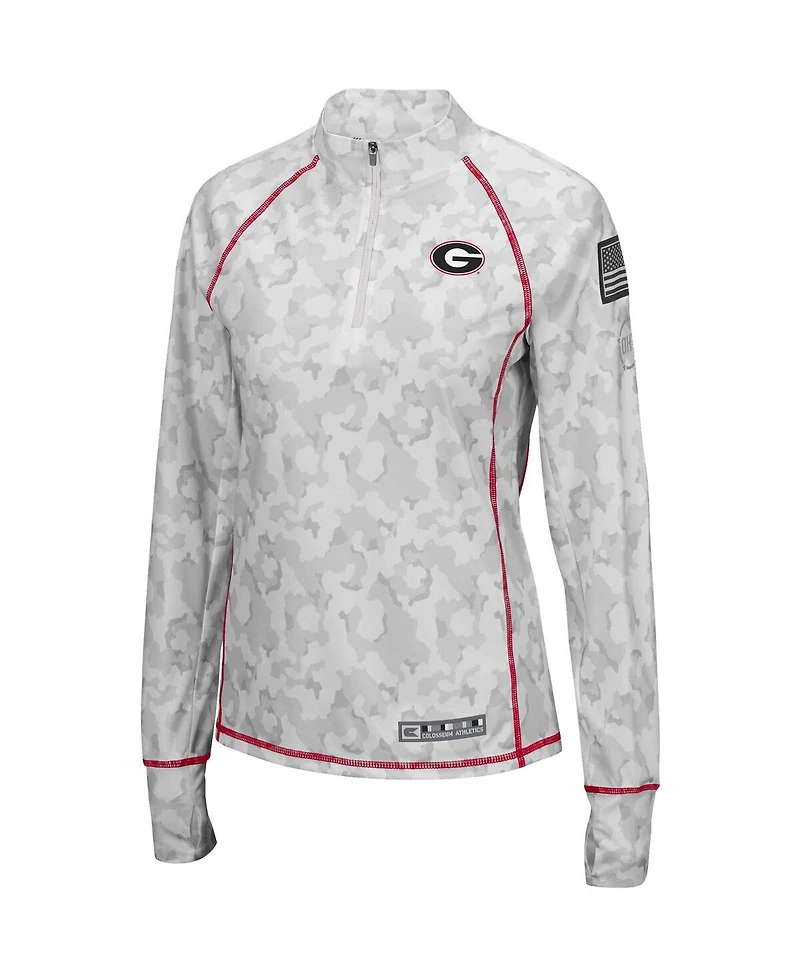 Women's Colosseum White Georgia Bulldogs Oht Military-Inspired Appreciation Officer Arctic Camo Fitted Lightweight 1/4-Zip Jacket