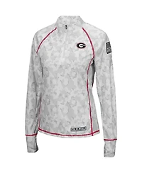 Women's Colosseum White Georgia Bulldogs Oht Military-Inspired Appreciation Officer Arctic Camo Fitted Lightweight 1/4-Zip Jacket