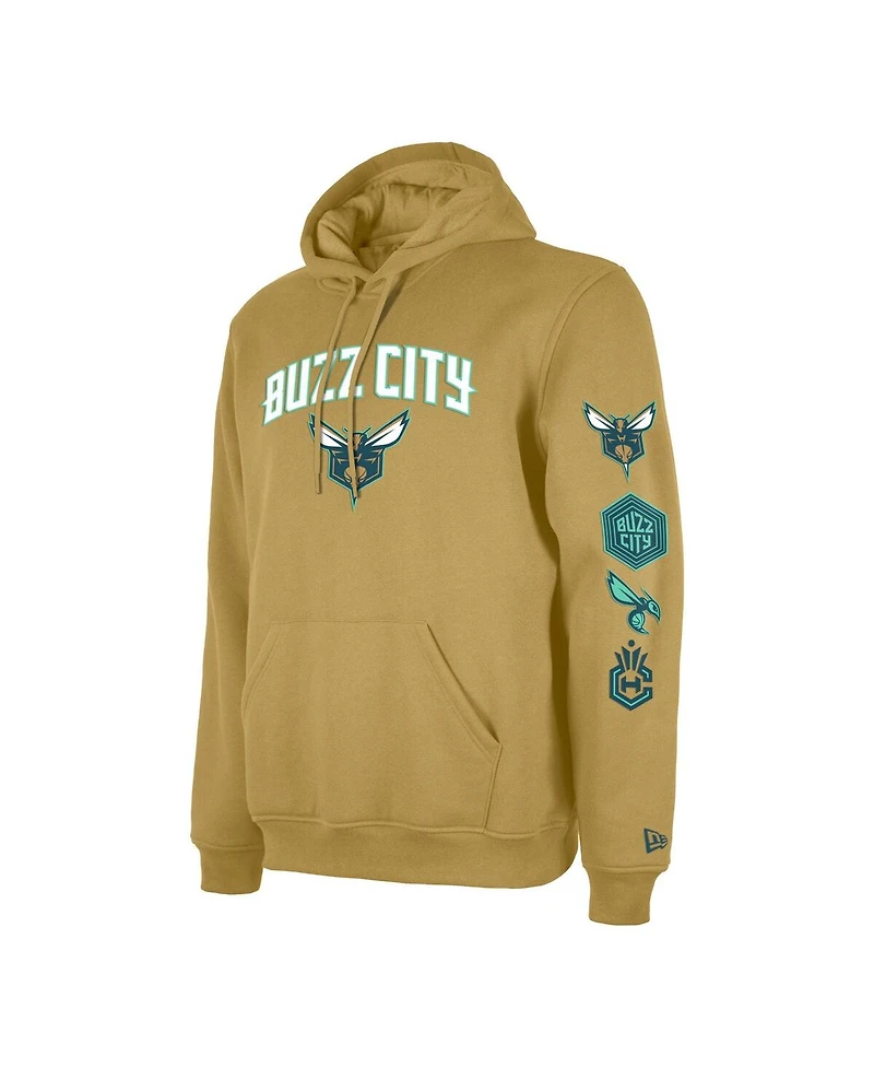 Men's New Era Tan Charlotte Hornets Big and Tall 2023/24 City Edition Jersey Pullover Hoodie