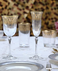 Lorren Home Trends Gold-Tone Embellished Champagne Flutes with Gold-Tone Rings, Set of 4