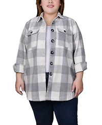 Ny Collection Plus Size Long Sleeve Twill Shirt Jacket