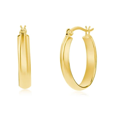 Sterling Silver or Gold Plated over Sterling Silver 9x25mm Oval Hoop Earrings
