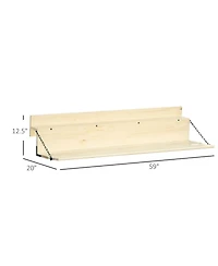 Outsunny Hanging Balcony Table, Spruce Wood Foldable Railing Bar, Serving Table & Desk, Fits up to 3.9 Inches, Natural