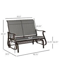 Outsunny 2-Person Outdoor Glider Bench，Patio Glider Loveseat Chair with Powder Coated Steel Frame，2 Seats Porch Rocking Glider for Backy