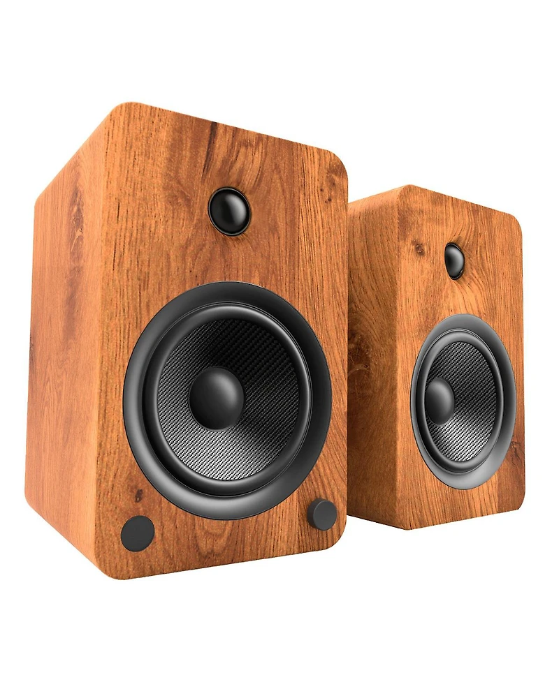 Kanto YU6 Powered Bookshelf Speakers with SE6 Elevated Desktop Speaker Stands