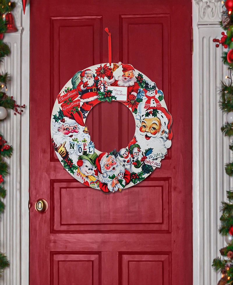 Mr. Christmas 18" Wooden Wreath Vintage-Like Santa Claus