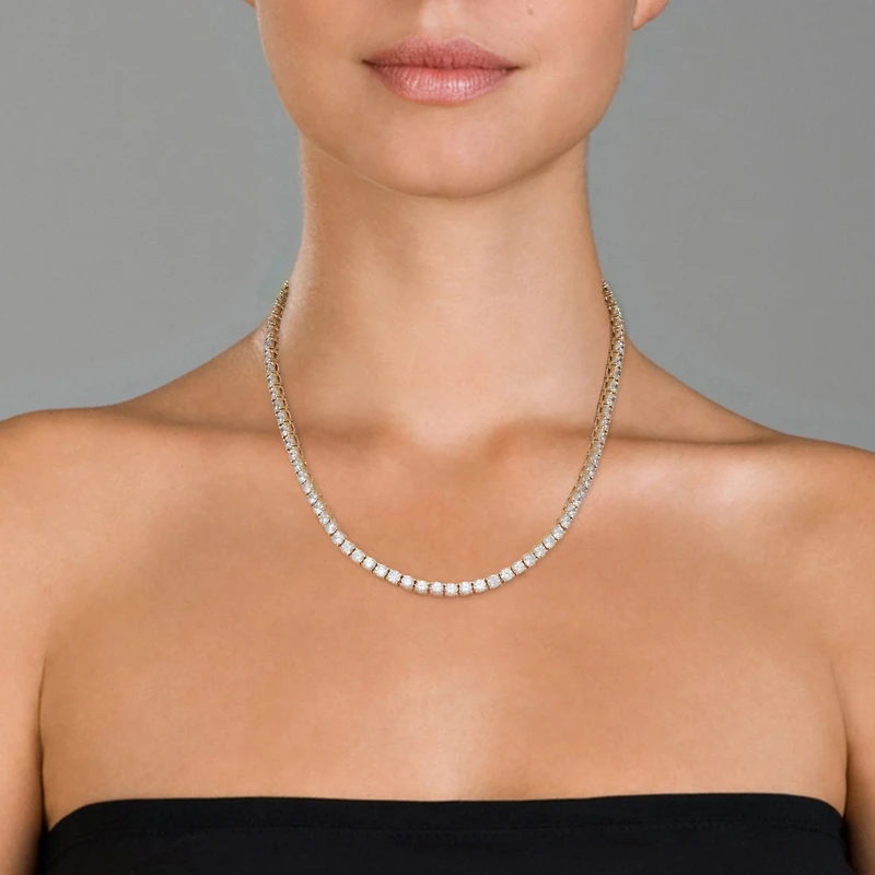 Classic 4mm Clear Round Cubic Zirconia Tennis Necklace