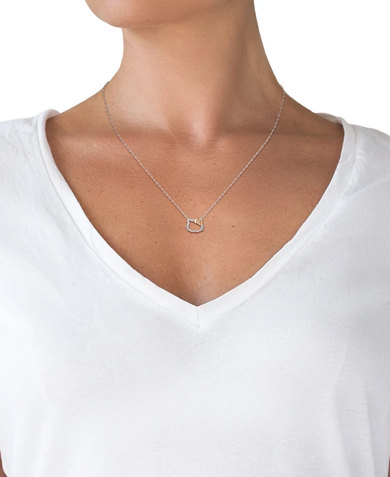 Hello Kitty Diamond Silhouette Pendant Necklace (1/20 ct. t.w.) in 10k White & Rose Gold, 16" + 2" extender
