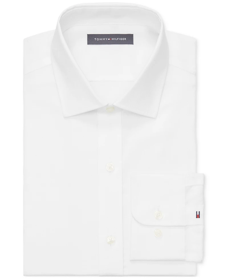 Tommy Hilfiger Men's Slim Fit Th Flex Essentials Wrinkle Resistant Stretch Dress Shirt