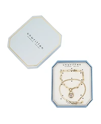 Unwritten Cubic Zirconia Lock 2-Piece Bracelet Set
