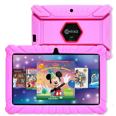Contixo 7" V8-2 Kids Android 11 Bluetooth Wi-Fi Pro Hd Tablet 32GB Featuring 50 Disney eBooks with 2MP Dual Camera Toddler Child Proof Case