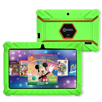 Contixo 7" V8-2 Kids Android 11 Bluetooth Wi-Fi Pro Hd Tablet 32GB Featuring 50 Disney eBooks with 2MP Dual Camera Toddler Child Proof Case