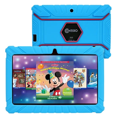 Contixo 7" V8-2 Kids Android 11 Bluetooth Wi-Fi Pro Hd Tablet 32GB Featuring 50 Disney eBooks with 2MP Dual Camera Toddler Child Proof Case