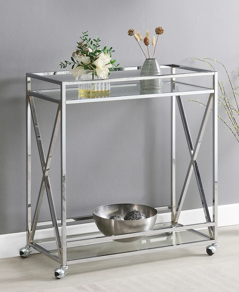 Convenience Concepts 29.25" Chrome Oxford Glass Bar Cart With Shelf