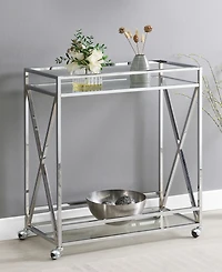 Convenience Concepts 29.25" Chrome Oxford Glass Bar Cart With Shelf