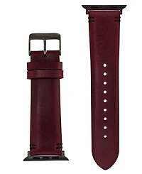 Vince Camuto Men's Burgundy Premium Leather Band Compatible with 42mm, 44mm, 45mm, Ultra, Ultra2 Apple Watch