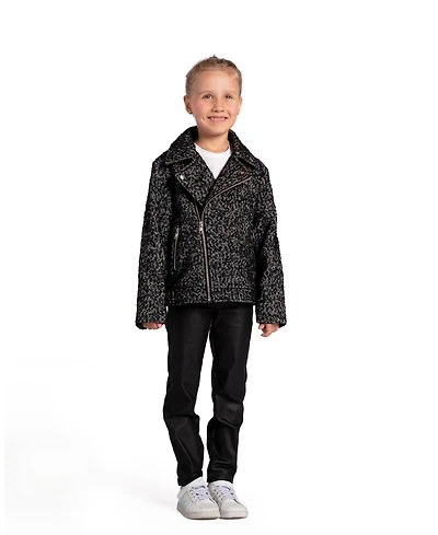 Girls Angel's Face Biker Jacket - Child