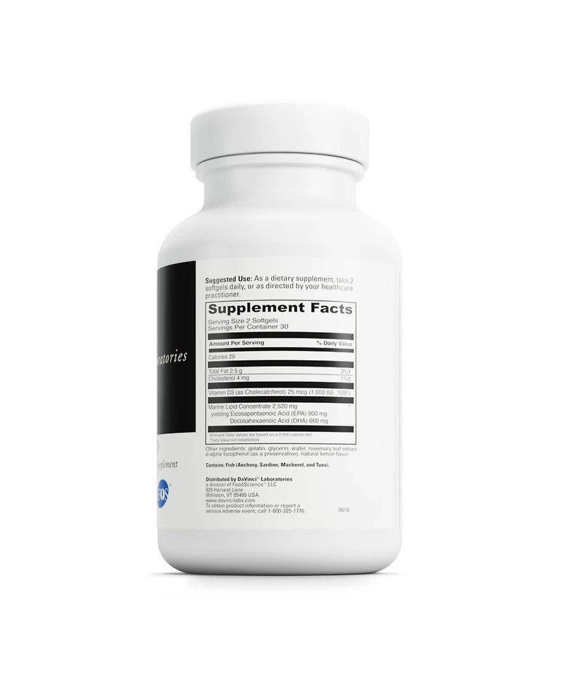 DaVinci Labs Omega 3 Hp-d - Dietary Supplement to Support Immune System, Healthy Joints and Cardiovascular and Skin Health