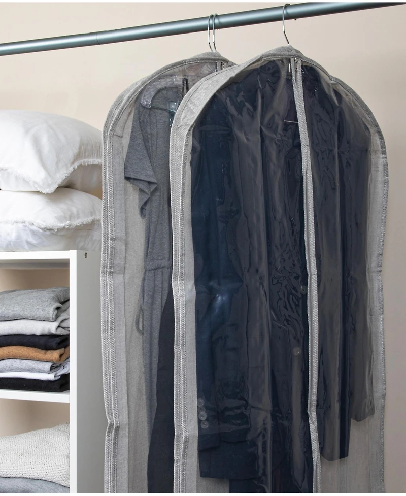Household Essentials Hanging Zippered Garment Storage Bag with Clear Vision Front, Set of 2