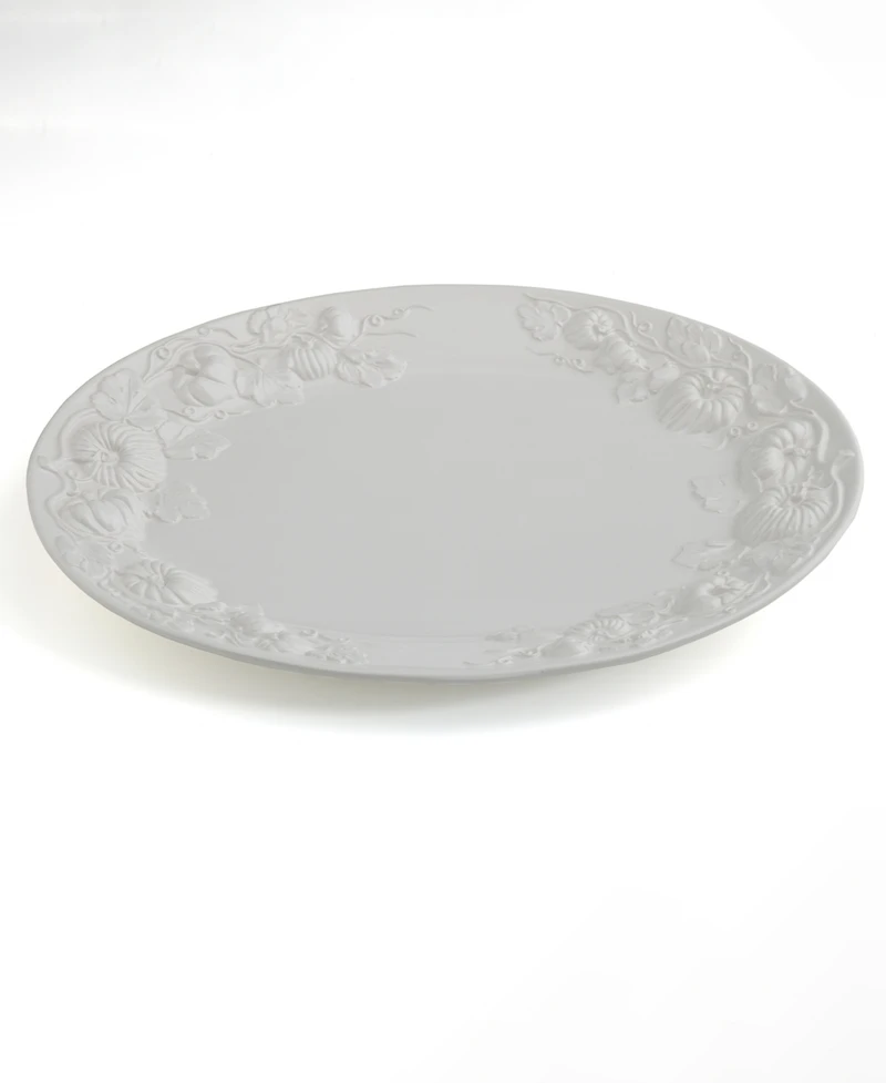 Euro Ceramica Pumpkin Leaf Oval Platter, 20"