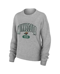 Women's Wear by Erin Andrews Heather Gray Minnesota Wild Knit Long Sleeve Tri-Blend T-shirt and Pants Sleep Set