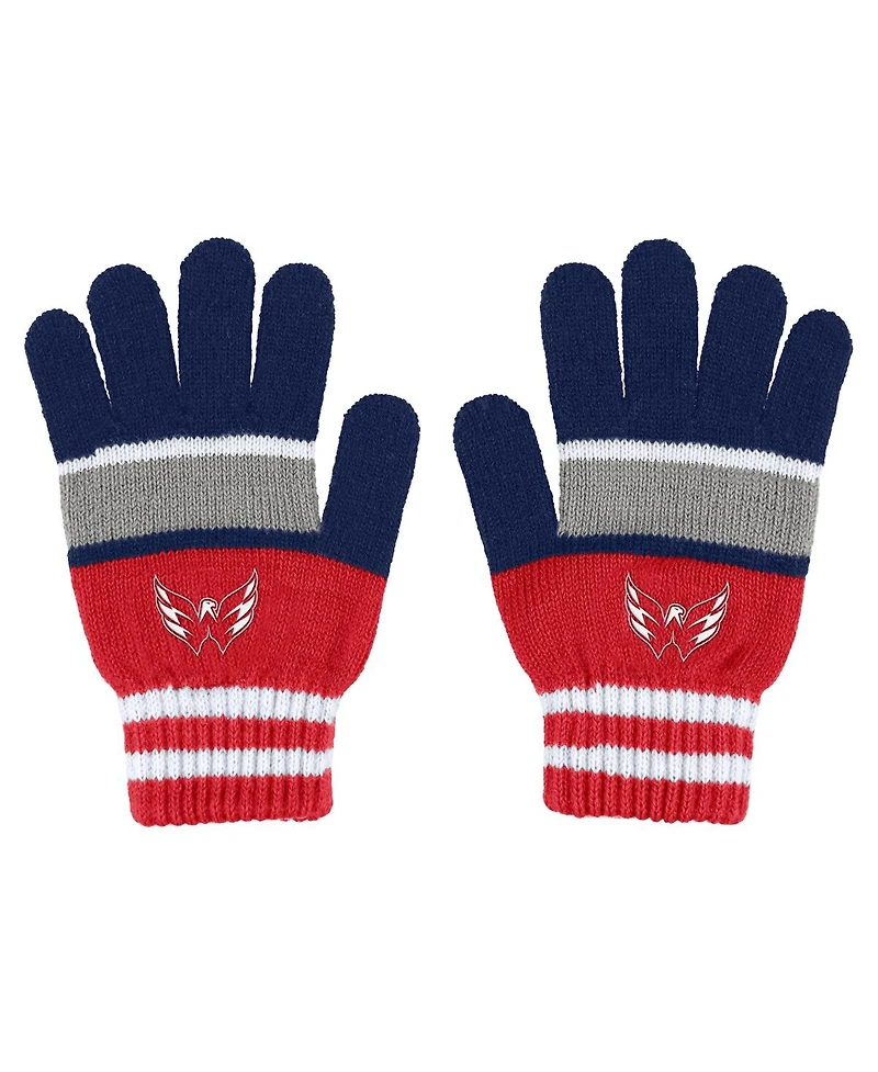 Women's Wear by Erin Andrews Washington Capitals Stripe Glove and Scarf Set