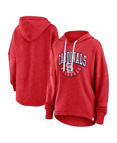 Women's Fanatics Heather Red Distressed St. Louis Cardinals Luxe Pullover Hoodie