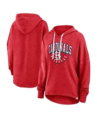 Women's Fanatics Heather Red Distressed St. Louis Cardinals Luxe Pullover Hoodie