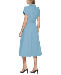 Calvin Klein Women's Tulip-Sleeve Midi Shirtdress