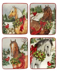 Certified International Christmas on the Farm Canape Plates, Set of 4