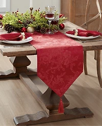 Elrene Poinsettia Elegance Jacquard Holiday Table Runner
