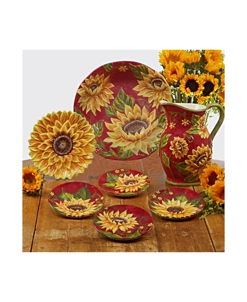 Certified International Sunset Sunflower 4-Pc. 3-d Dessert Plate