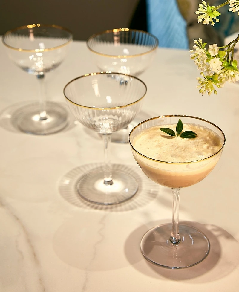The Wine Savant Gold Rim Coupe Glasses, Set of 4