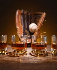 The Wine Savant Baseball Whiskey Glasses, Set of 4
