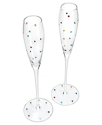 The Wine Savant Polka Dot Champagne Flutes Glass, Set of 2