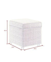 Inspired Home Laurie Linen Hidden Storage Castered Legs Ottoman