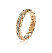 Suzy Levian Rosed Sterling Silver Cubic Zirconia French Filigree Eternity Band Ring