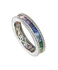 Suzy Levian Sterling Silver Princess Cut Cubic Zirconia Eternity Band Ring