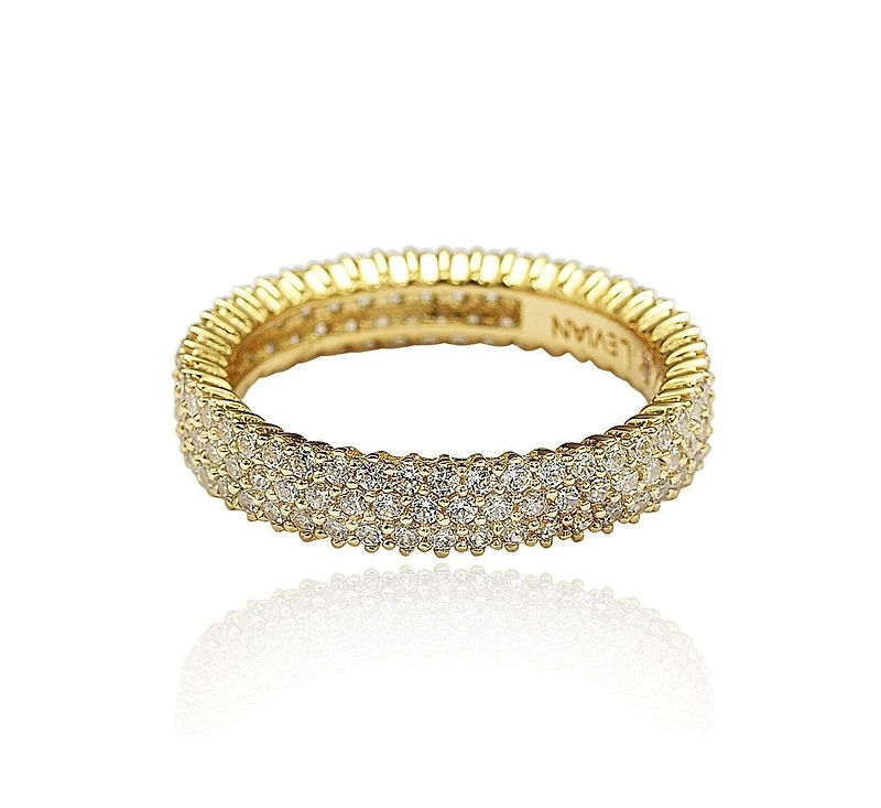 Suzy Levian Sterling Silver Micro-Pave White Cubic Zirconia Eternity Band Ring