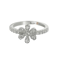 Suzy Levian Sterling Silver White Cubic Zirconia Flower Ring
