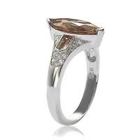 Suzy Levian Sterling Silver Cubic Zirconia Brown Marquise Center Stone Ring