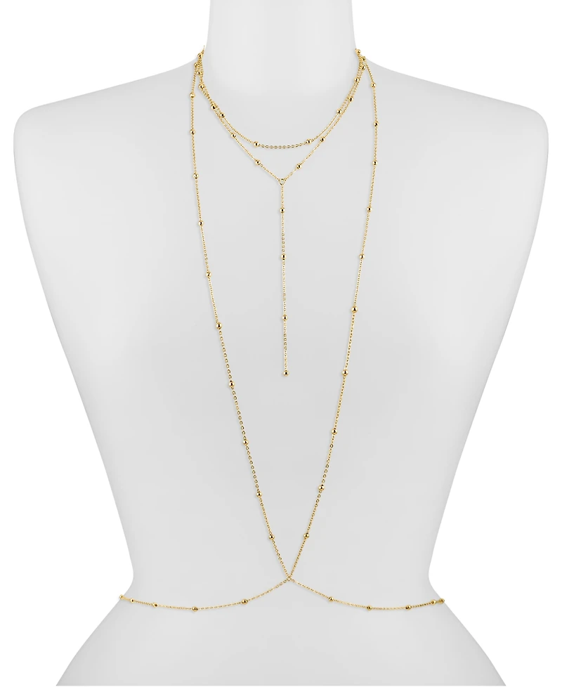 Oma The Label 18k Gold-Plated Dainty Bead Layered Body Chain