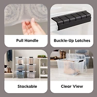 Iris 6 Pack 32qt Clear View Plastic Storage Bin with Lid and Secure Latching Buckles