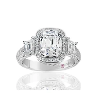 Suzy Levian Sterling White Elongated Cushion Cut Cubic Zirconia Bridal Ring