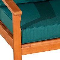 Simplie Fun Deep Seat Eucalyptus Chair, Natural Oil Finish, Dark Green Cushions