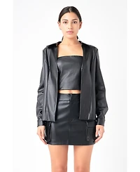 Women's Faux Leather Jacket Set