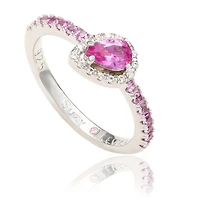 Suzy Levian Sterling Silver Sapphire Pear Shape Petite Ring