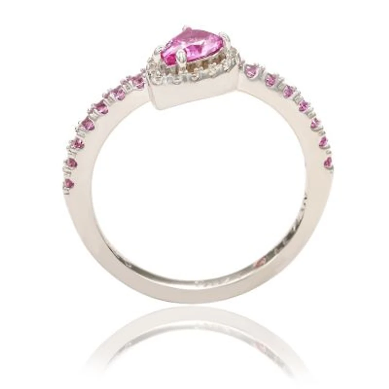 Suzy Levian Sterling Silver Sapphire Pear Shape Petite Ring