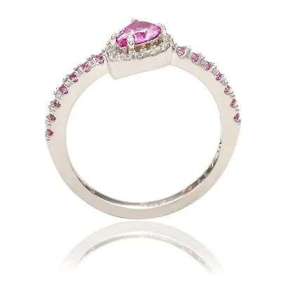 Suzy Levian Sterling Silver Sapphire Pear Shape Petite Ring